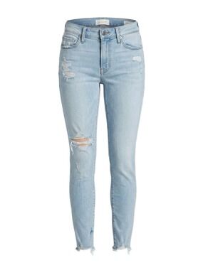 Frame Denim Light Wash Ripped Le Skinny De Jeanne Crop Sz 27